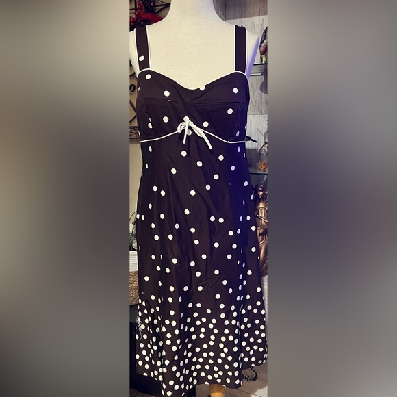 Vintage sleeveless white polkadot print a line 30s 40s style size10 pretty woman - Picture 1 of 5
